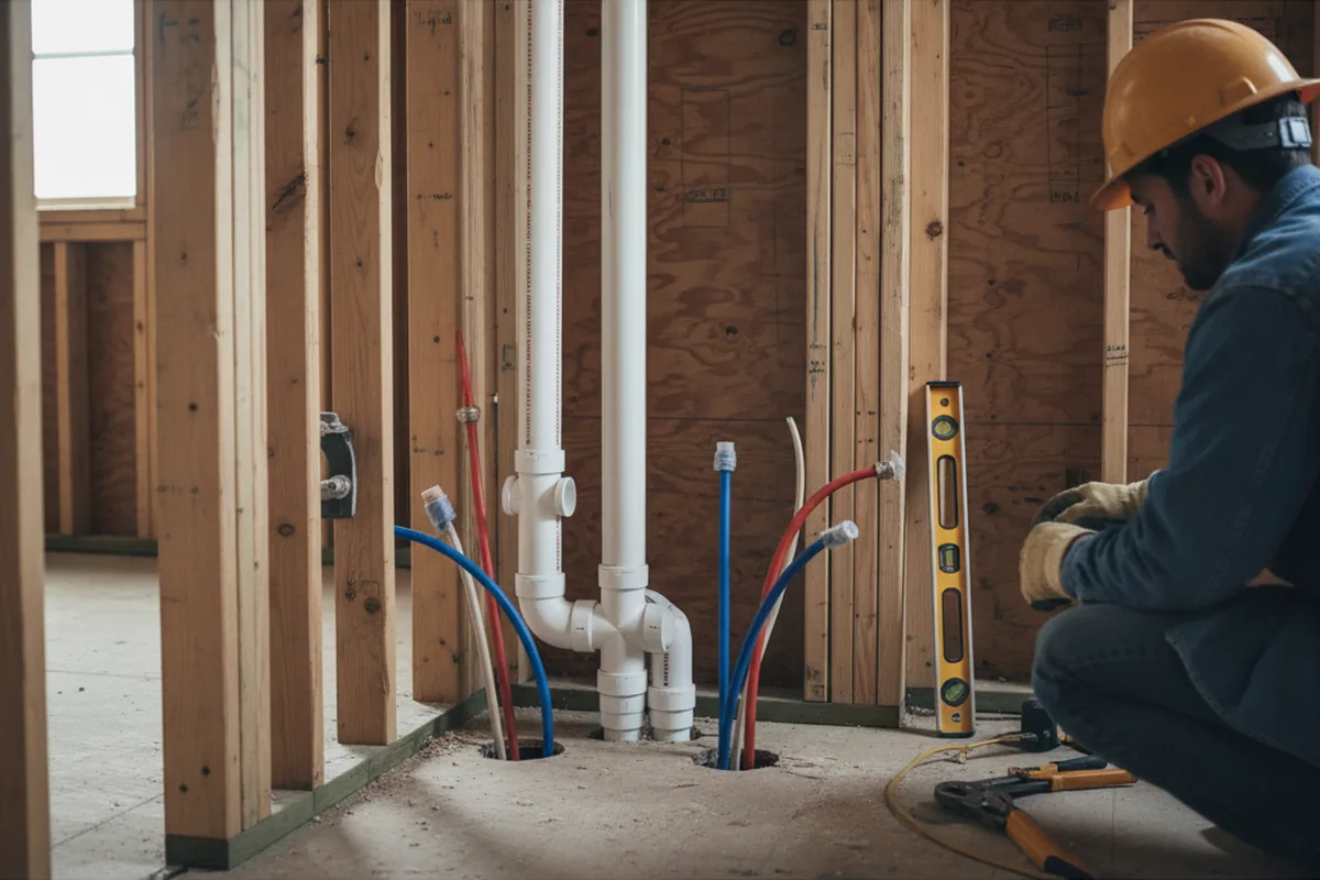 Drain and supply rough-in during Toilet Repair and Installation in Grand Terrace