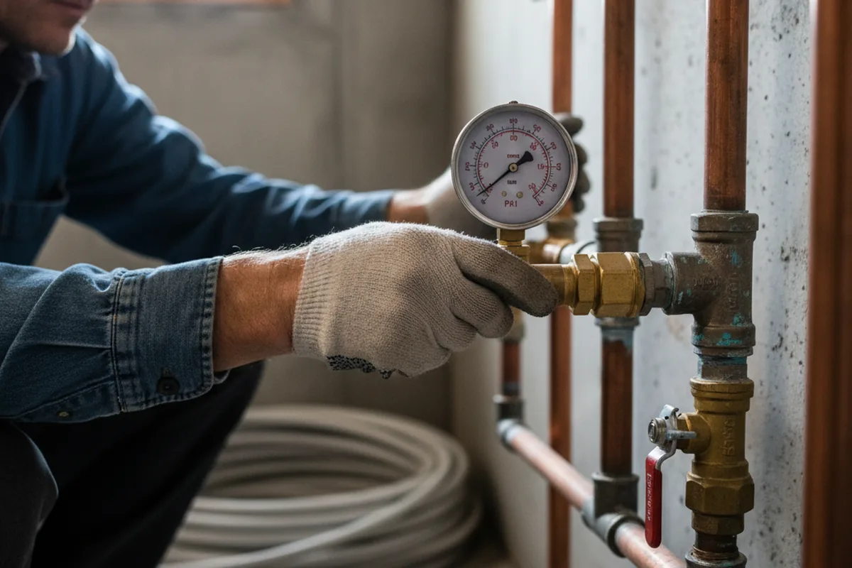 Pressure testing a repaired line during Water Line Repair in Grand Terrace